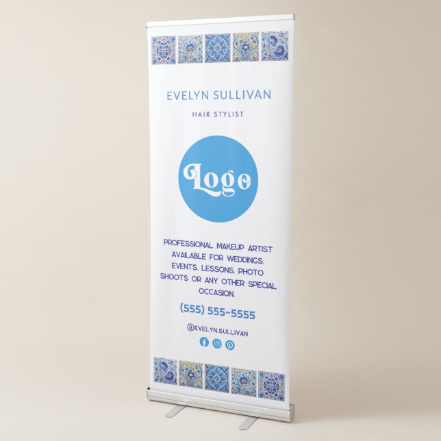 Blue mediterranean tiles retractable banner (3/4)
