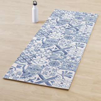 Blue Mediterranean tiles vintage  Yoga Mat