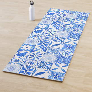 Blue Mediterranean tiles vintage  Yoga Mat