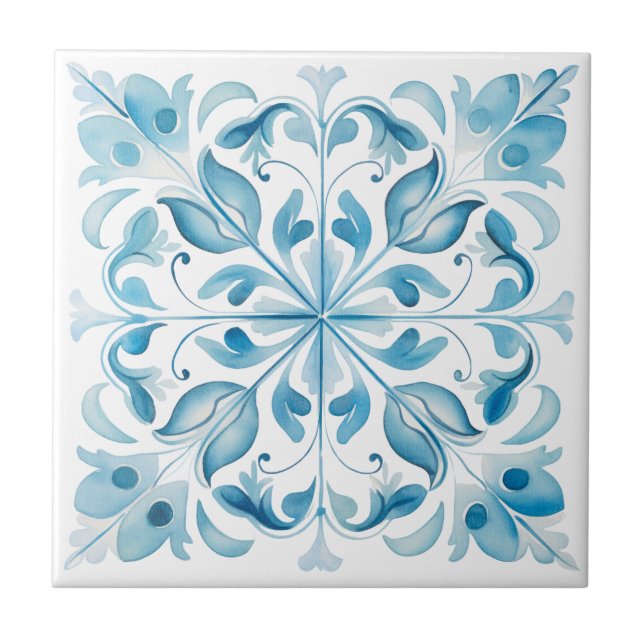 Blue Mediterranean Tuscany Ceramic Tile (Front)