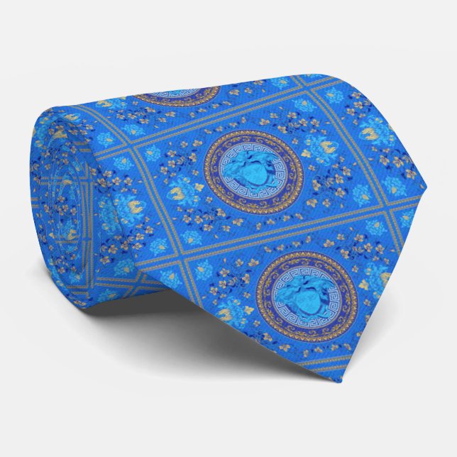 Blue Medusa Neck Tie (Rolled)