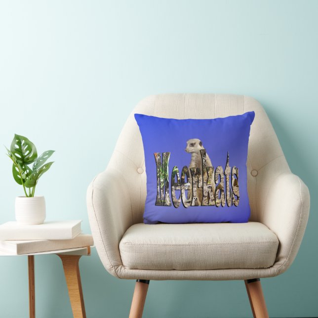 Blue Meerkats, Throw Cushion. Pillow (Chair)