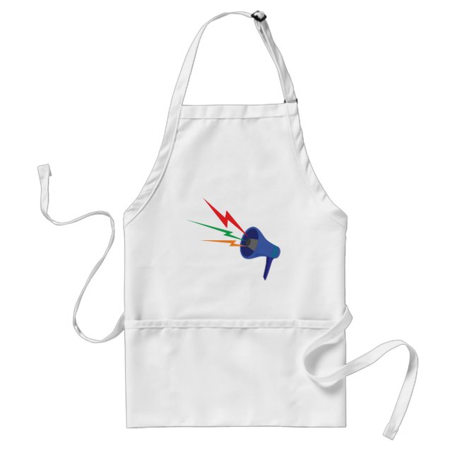 Blue Megaphone with Colorful Lightning Bolts Adult Apron (Front)