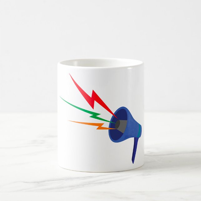 Blue Megaphone with Colorful Lightning Bolts Coffee Mug (Creator Uploaded)