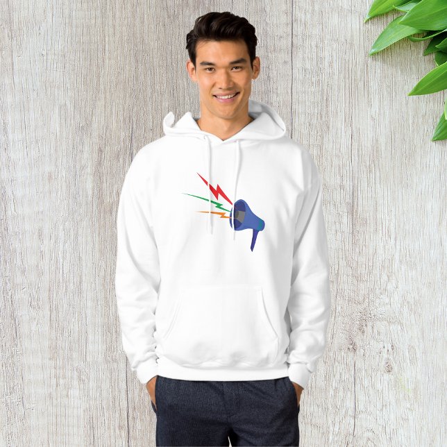 Blue Megaphone with Colorful Lightning Bolts Hoodie (Creator Uploaded)