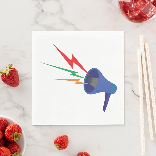 Blue Megaphone with Colorful Lightning Bolts Napkins (Creator Uploaded)