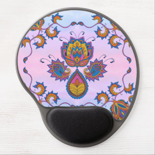 Blue Mehndi Floral Art, Blue Bliss Gel Mouse Pad