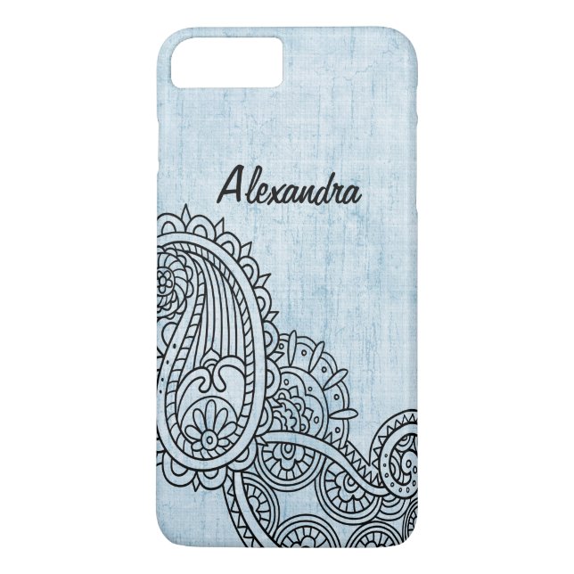 Blue Mehndi Motif iPhone 7 Plus Case (Back)