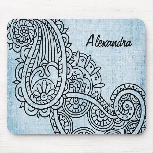 Blue Mehndi Motif Mousepad