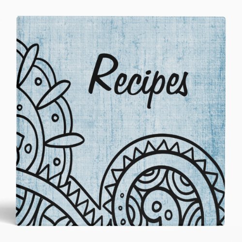 Blue Mehndi Motif Recipe Binder