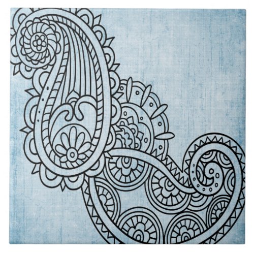 Blue Mehndi Motif Tile