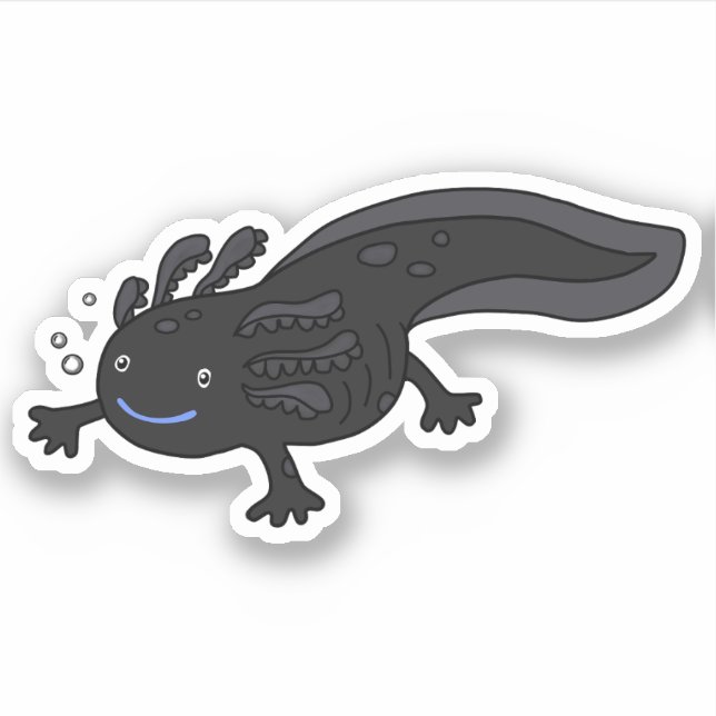 Blue Melanoid Axolotl Sticker (Front)