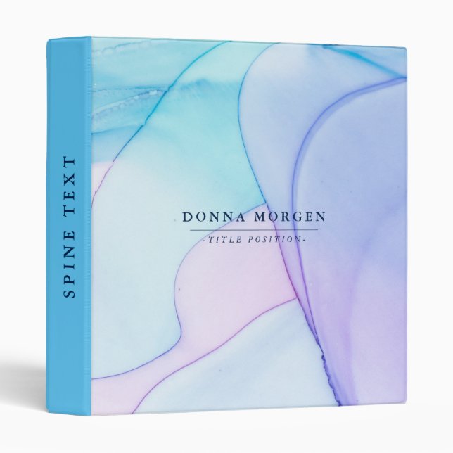 Blue melody Flowing ink background 3 Ring Binder (Front/Spine)