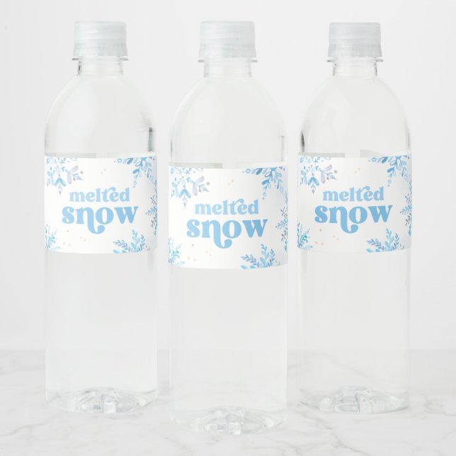 Blue Melted Snow Water Bottle Labels (Bottles)