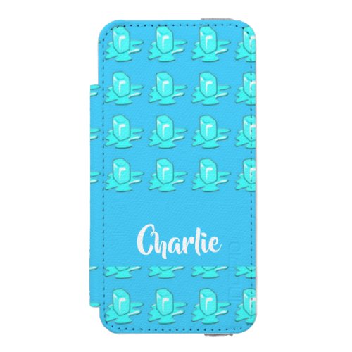 Blue melting ice Cube iPhone SE55s Wallet Case