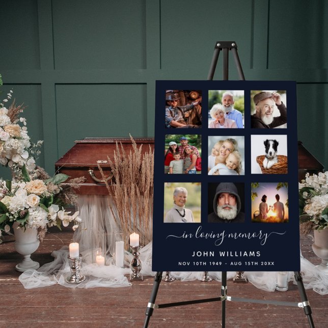 Blue memorial funeral photo collage foam board (Creator Uploaded)