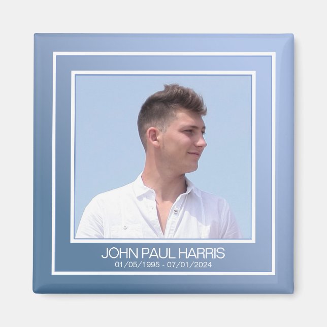 Blue Memorial Photo Magnet (Front)