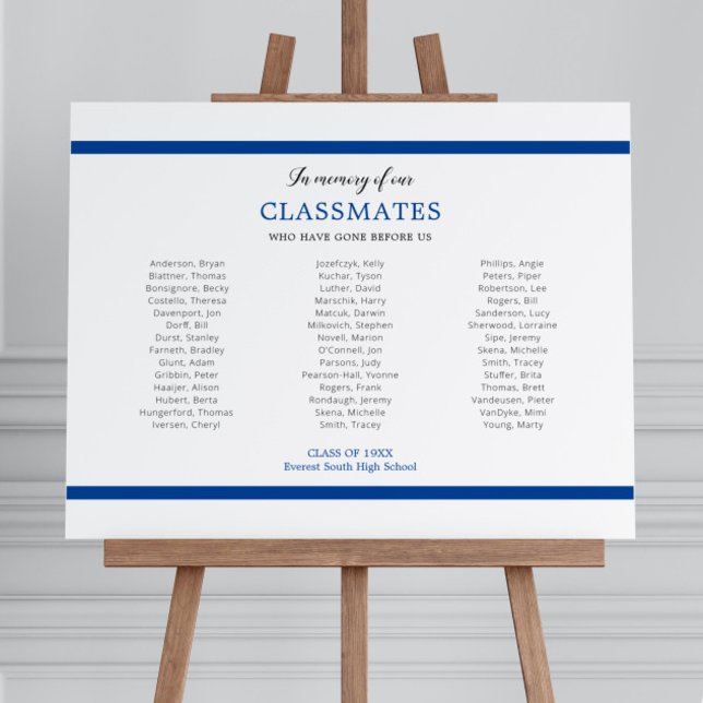 Blue Memory Of Classmates Up To 42 Names Reunion Foam Board (Creator Uploaded)