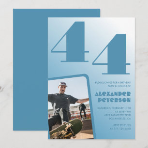 Blue Men Photo gradient 44th birthday invitations