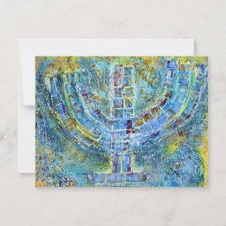 Blue Menorah Greeting Card (Blank Inside)