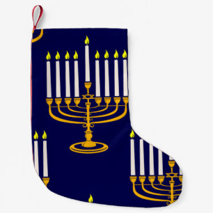blue menorah hanukkah jewish print small christmas stocking