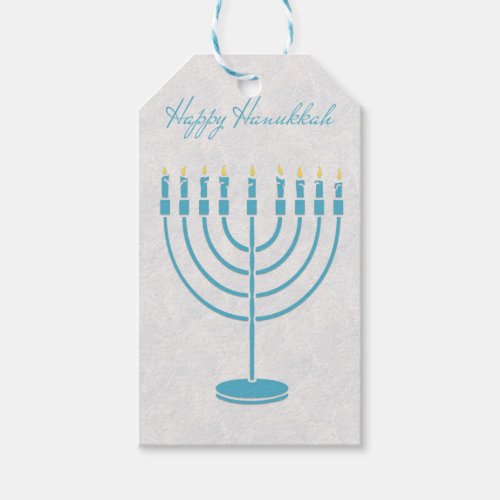 Blue Menorah Happy Hanukkah Gift Tags