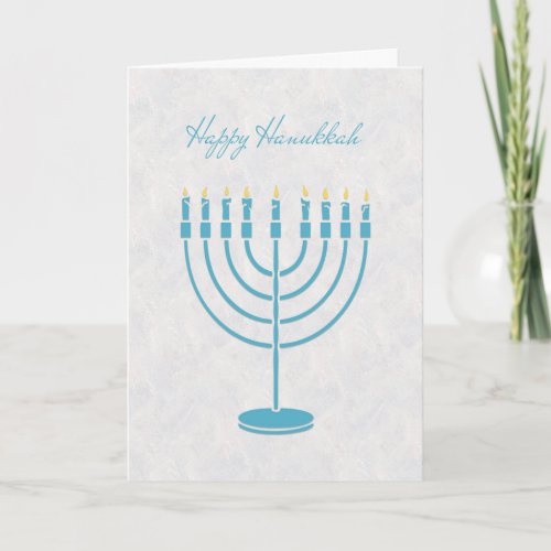 Blue Menorah Happy Hanukkah Greeting Card