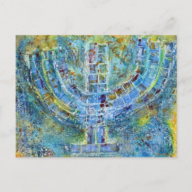 Blue Menorah Postcard (Front)