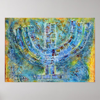 Blue Menorah Poster