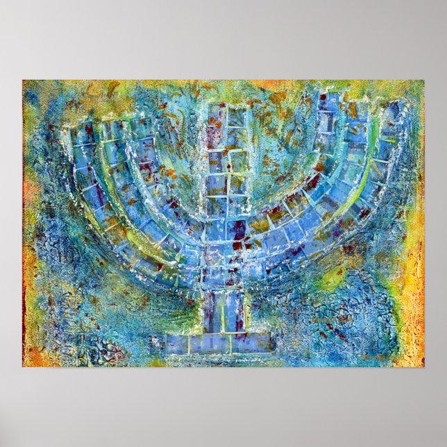 Blue Menorah Poster (Front)