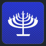 Blue Menorah Square Sticker<br><div class="desc">You will love this cool blue Jewish Hanukkah Menorah design. Great for gifts! Available on tee shirts, smart phone cases, mousepads, keychains, posters, cards, electronic covers, computer laptop / notebook sleeves, caps, mugs, and more! Visit our site for a custom gift case for Samsung Galaxy S3, iphone 5, HTC vivid...</div>