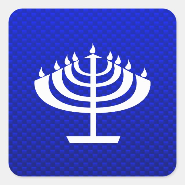 Blue Menorah Square Sticker (Front)