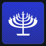 Blue Menorah Square Sticker<br><div class="desc">You will love this cool blue Jewish Hanukkah Menorah design. Great for gifts! Available on tee shirts, smart phone cases, mousepads, keychains, posters, cards, electronic covers, computer laptop / notebook sleeves, caps, mugs, and more! Visit our site for a custom gift case for Samsung Galaxy S3, iphone 5, HTC vivid...</div>