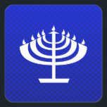 Blue Menorah Square Sticker<br><div class="desc">You will love this cool blue Jewish Hanukkah Menorah design. Great for gifts! Available on tee shirts, smart phone cases, mousepads, keychains, posters, cards, electronic covers, computer laptop / notebook sleeves, caps, mugs, and more! Visit our site for a custom gift case for Samsung Galaxy S3, iphone 5, HTC vivid...</div>