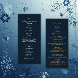 blue menu & program wedding card
