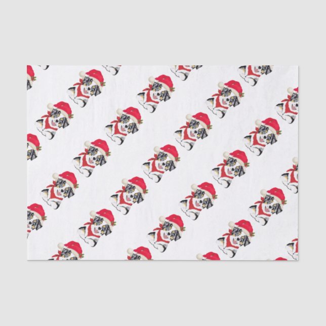 Blue Merle Aussie Christmas Pup Tissue Paper (Front)