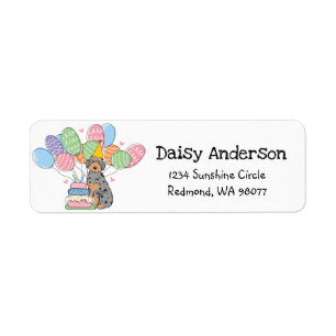 Blue Merle Aussiedoodle Birthday Return Address Label