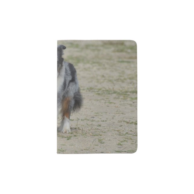 Blue Merle Australian Shepherd Passport Holder (Front)