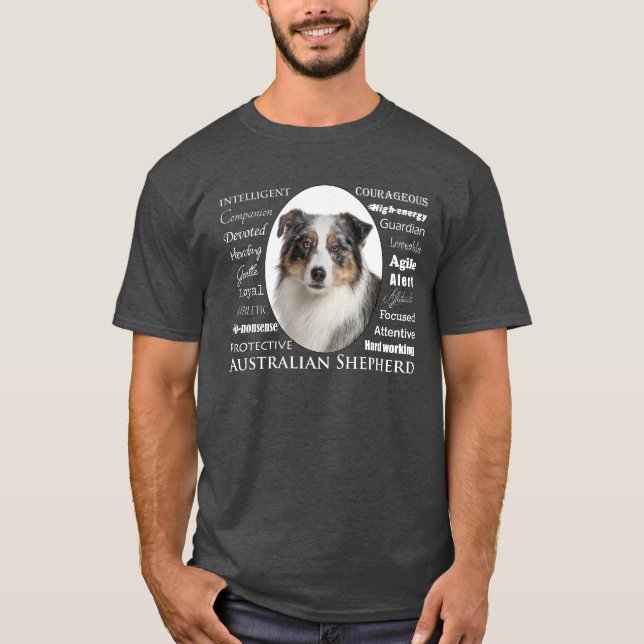 Blue Merle Australian Shepherd T-Shirt (Front)