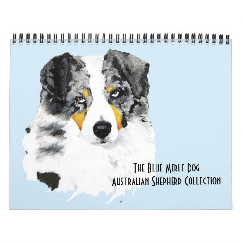 Blue Merle Australian Shepherd Two Page MCalendar Calendar