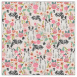 Blue Merle Border Collie vintage pink florals Fabric