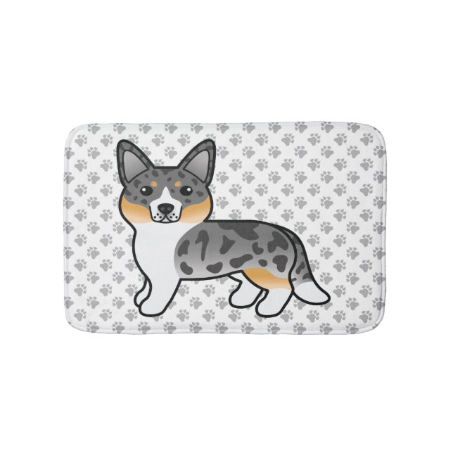 Blue Merle Cardigan Welsh Corgi Cartoon Dog Bath Mat (Front)