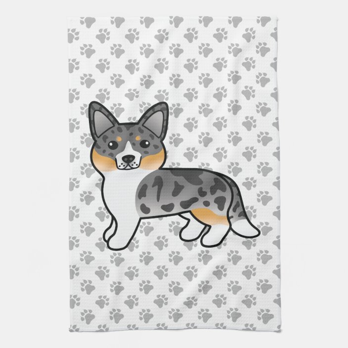 CORGI DOG APPLIQUE DESIGN ON A DARK BROWN TOWEL