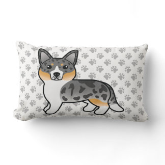 Blue Merle Cardigan Welsh Corgi Cartoon Dog Lumbar Pillow