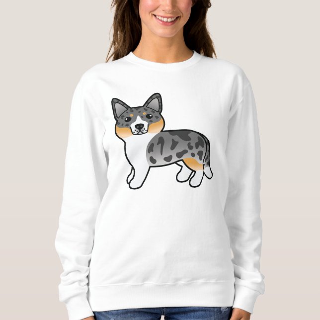 Blue Merle Cardigan Welsh Corgi Cartoon Dog Sweatshirt (Front)