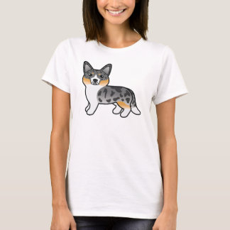 Blue Merle Cardigan Welsh Corgi Cartoon Dog T-Shirt