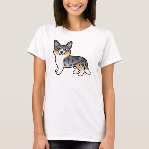Blue Merle Cardigan Welsh Corgi Cartoon Dog T_Shirt