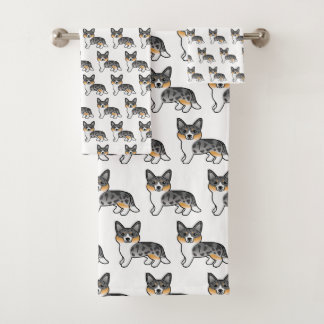 Blue Merle Cardigan Welsh Corgi Cute Dog Pattern Bath Towel Set