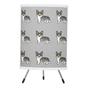 Blue Merle Cardigan Welsh Corgi Cute Dog Pattern Tripod Lamp