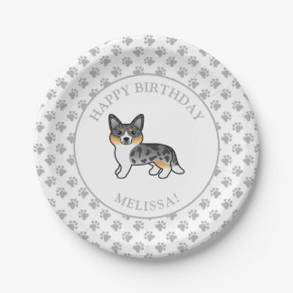 Blue Merle Cardigan Welsh Corgi Dog Birthday Party Paper Plates